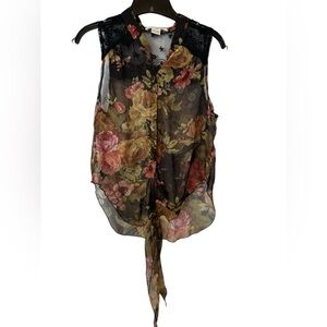 Sans Souci Black Floral Sheer Blouse